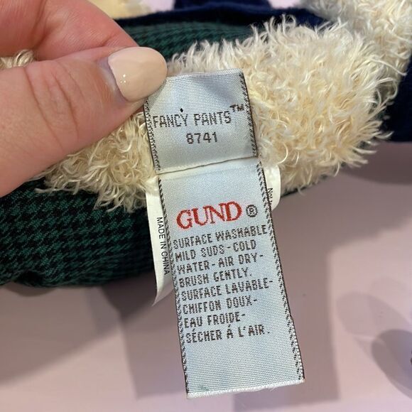 Gund Plush Fancy Pants Teddy Bear 8741 Green Plaid Excellent Used Condition 9” - Picture 8 of 8
